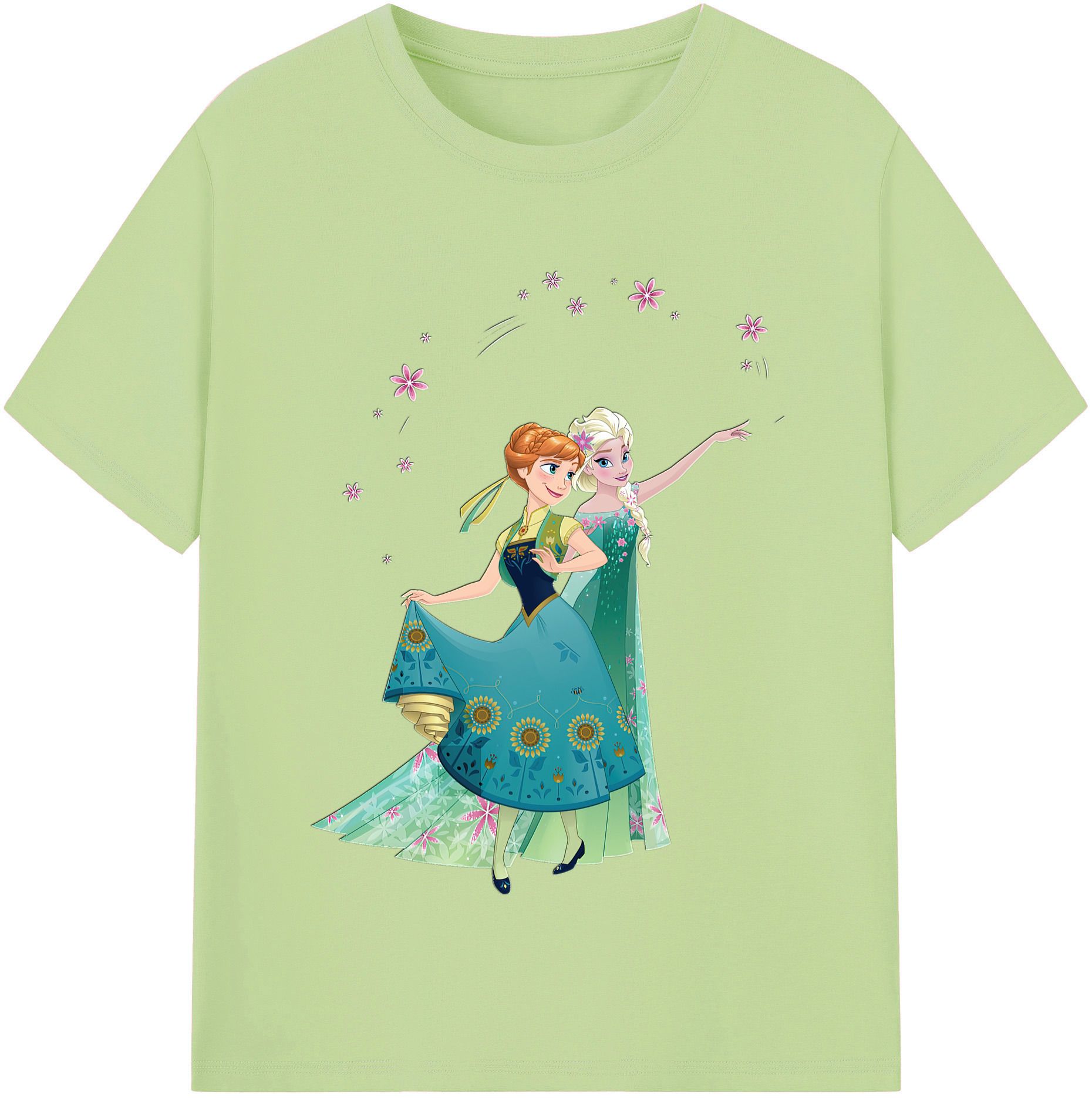 （画像用） アナと雪の女王 アンナ エルサ Frozen Anna Elsa 綿100％半袖Tシャツ（フロントプリント）